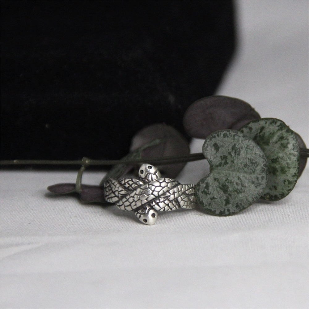 Sterling Silver 925 Double Headed Snake Ring Size 8 Serpent Bypass Band